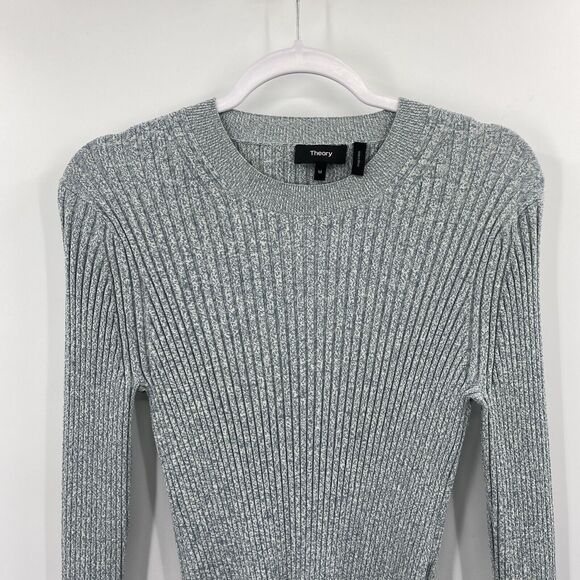 Theory Mouline Ribbed Tunic Sweater Women Medium Eggshell Blue Pullover - Picture 5 of 13